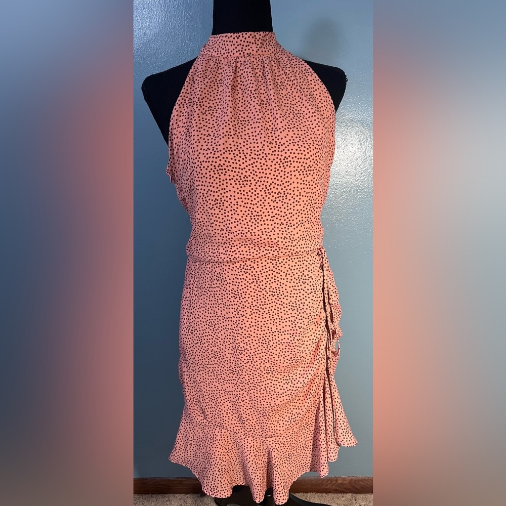 Sleeveless Pink polka dot mini dress NWT